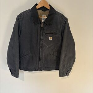 Carhartt Detroit Jacket Size Large Blue Gray WJ097 PTL Full Zip Blanket Lined